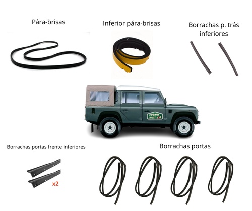 Kit borrachas Defender 110/ 130 Crew Cab (exceto Puma)