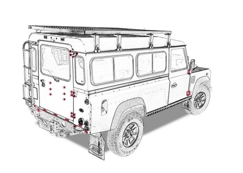 Kit parafusos inox Carroçaria Defender 110 SW /110 CCab/130 CCab