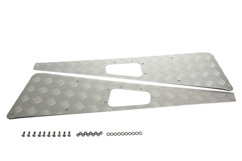 WING TOPS PAIR - CHEQUER PLATE - SILVER - NO AERIAL HOLE - PRE-2007